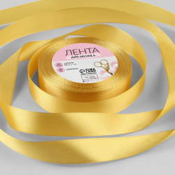 Изображение Лента атласная золотисто-бежевая  2 см, 22 м